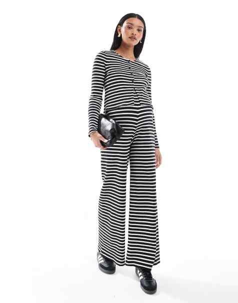 Mamalicious Maternity - Coordinato in jersey a righe monocromatico con cardigan e pantaloni - view 1