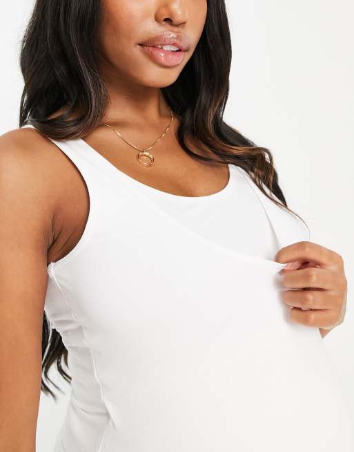 Mamalicious Maternity 2 Pack Black and White Strappy Nursing Vests