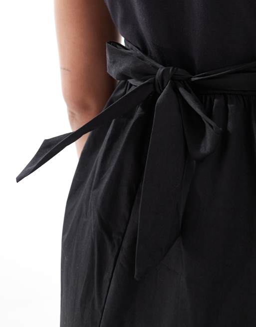 Mamalicious Maternity cotton poplin skirt mini dress in black, 3 of 4