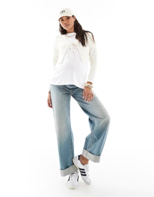 Mama.licious Mamalicious Maternity Cropped Ribbed Cardigan In Neutral