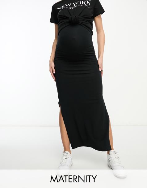 Mamalicious Maternity – Czarna dżersejowa spódnica maxi - view 1
