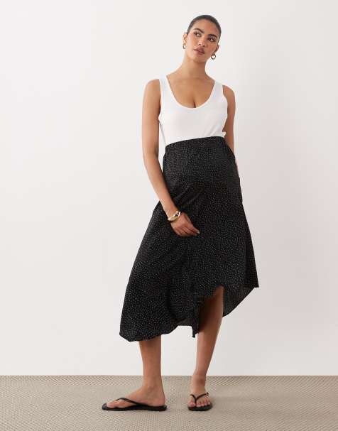Mamalicious Maternity – Czarno-biała spódnica maxi z tkaniny w groszki - view 1