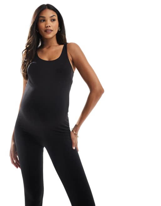 Mamalicious Maternity – Czarny bezszwowy kombinezon bez rękawów, 2 z 4