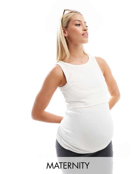 Mamalicious Maternity - Débardeur côtelé fin avec fonction allaitement - Blanc - view 1