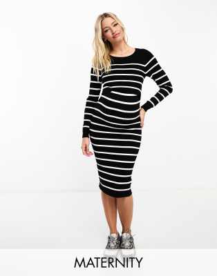 Mamalicious Maternity puff sleeve dress in gray