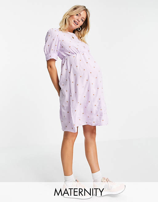 Mamalicious Maternity dress in lilac ditsy floral