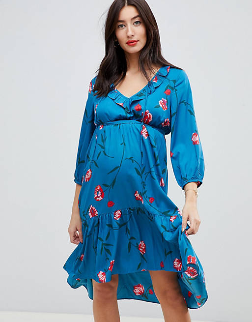 Mamalicious maternity drop hem floral dress | ASOS
