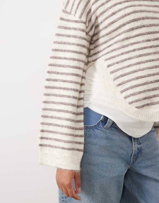 Mamalicious Maternity dzianinowy sweter 2 w kremowe paski, 4 z 4