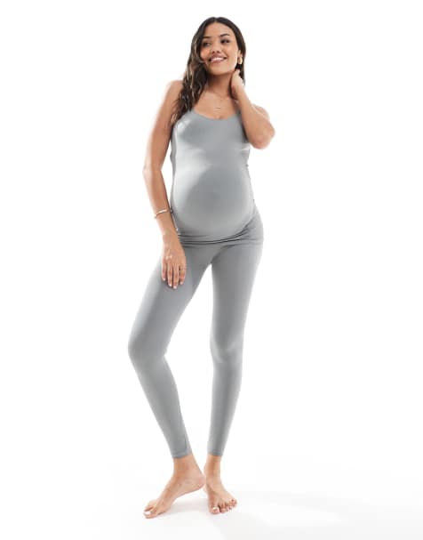 Mamalicious Maternity - Ensemble legging et débardeur sans coutures - Vert sauge - view 1