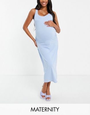 Robes mi-longues Mamalicious Maternity - Exclusivité - Robe mi-longue moulante en coton biologique mélangé - Bleu