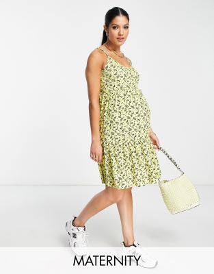 Mamalicious Maternity floral cami dress in yellow ASOS