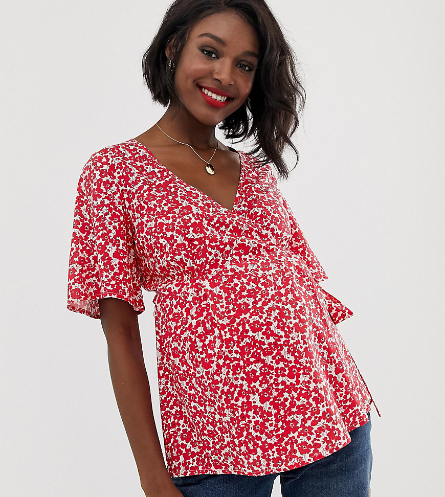 Mamalicious maternity floral top-Red