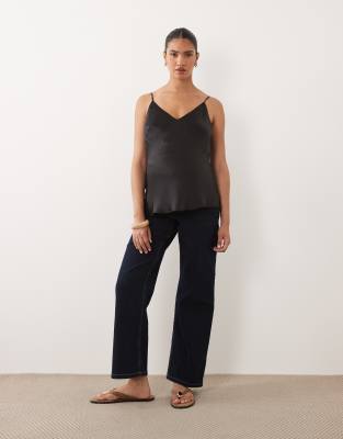 Mama.licious Mamalicious Maternity Fuji Over The Bump Wide Leg Jeans In Blue