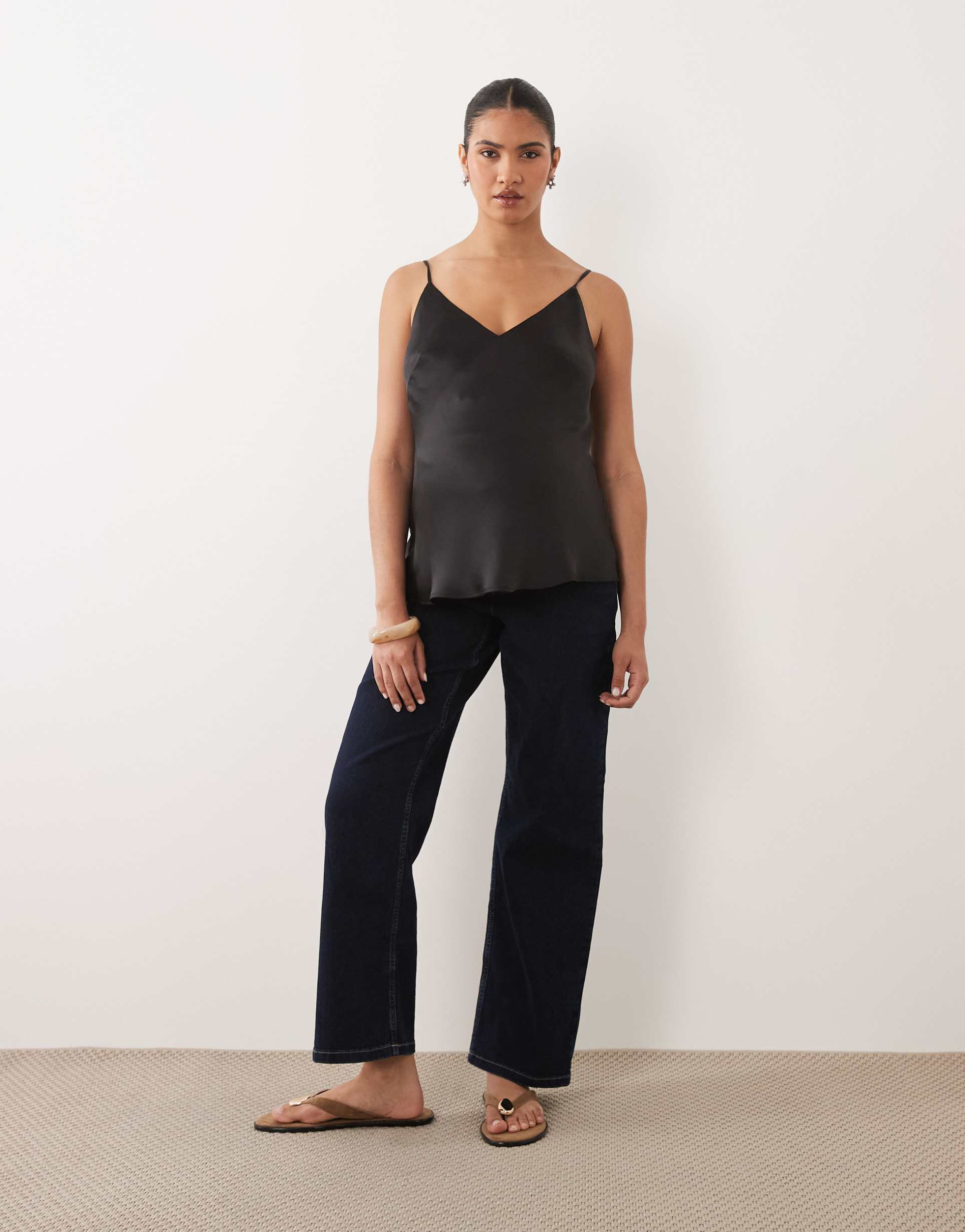 mamalicious maternity fuji over the bump wide leg jeans in dark blue denim