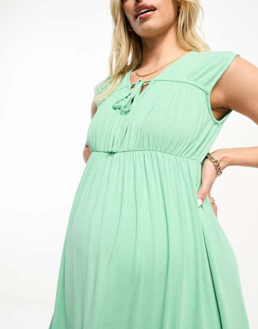 Mamalicious Maternity gathered bodice sleeveless maxi dress in green