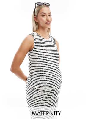 Mamalicious Maternity - Gestreiftes Feinstrick-Tanktop in Schwarz-Weiß, Kombiteil, Umstandsmode