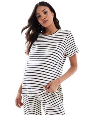 Mamalicious Maternity - Gestreiftes T-Shirt in Cremeweiß und Marineblau, Kombiteil, Umstandsmode