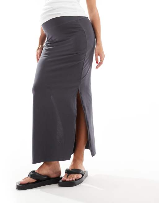 Mamalicious Maternity - Gonna lunga in jersey grigio magnete, 2 di 5