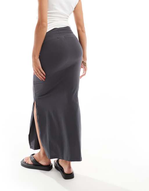 Mamalicious Maternity - Gonna lunga in jersey grigio magnete, 3 di 5