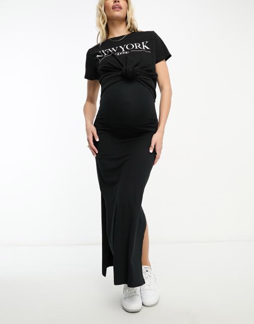 Mamalicious Maternity - Gonna lunga in jersey nera, 4 di 4