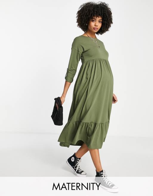 Mamalicious Maternity – Grön, mönstrad midiklänning