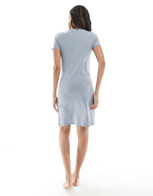Mamalicious Maternity heart print nightdress with nursing function in soft grey, 4 of 4