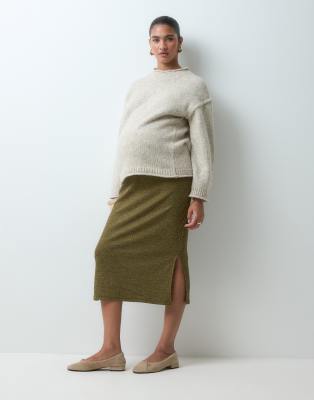Mama.licious Mamalicious Maternity High Waist Jersey Midi Skirt Co-ord In Green