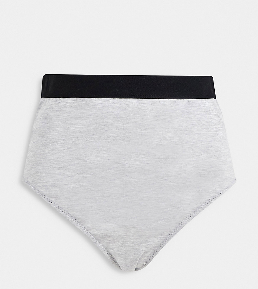 Mamalicious Maternity high waisted briefs in grey with black waistband