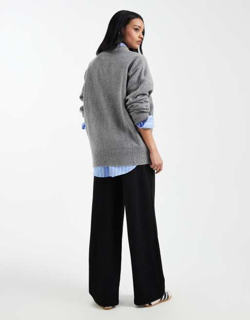 Mamalicious Maternity – Hose aus Jersey in Schwarz mit weitem Bein und Überbauchbund, 3 von 5