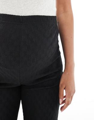 Mama.licious Mamalicious Maternity Jacquard Textured Stretchy Flare Pants In Black