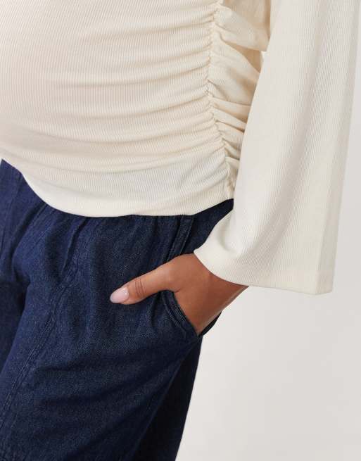 Mamalicious Maternity jean droit à enfiler en denim bleu foncé, 3 de 5