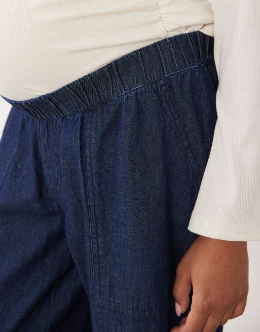 Mamalicious Maternity jean droit à enfiler en denim bleu foncé, 5 de 5