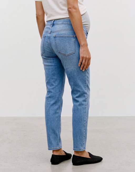 Mamalicious Maternity - Jeans dritti lavaggio blu medio con fascia sopra il pancione, 4 di 5