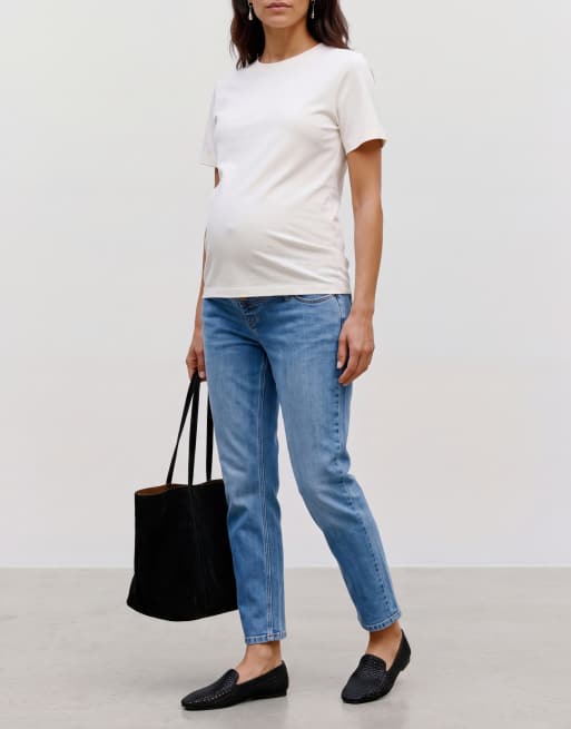 Mamalicious Maternity - Jeans dritti lavaggio blu medio con fascia sopra il pancione, 5 di 5