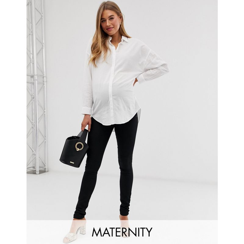 Mamalicious Maternity - Jeans slim neri con fascia per il pancione, colore nero