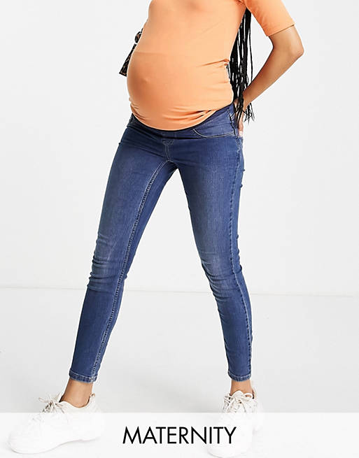 Jeans Mamalicious Maternity jeggings in blue 