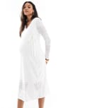 [Mama.licious] Mamalicious Maternity jersey broderie wrap midi dress in white 2XL WHITE