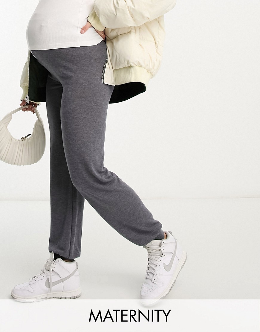 Mama. licious Maternity jersey joggers co-ord in grey-Navy