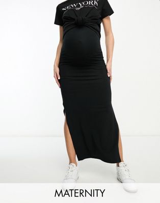 Mamalicious Maternity jersey maxi skirt in black