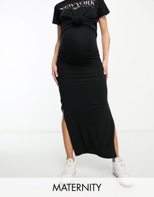 Mamalicious Maternity - Jersey-Maxirock in Schwarz