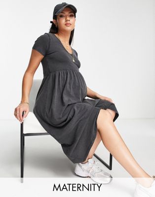 Mamalicious Maternity jersey midi dress in black