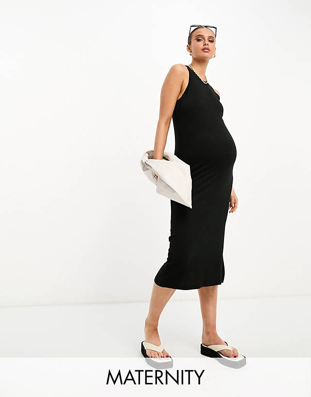Mama.licious - Mamalicious Maternity jersey midi dress in black
