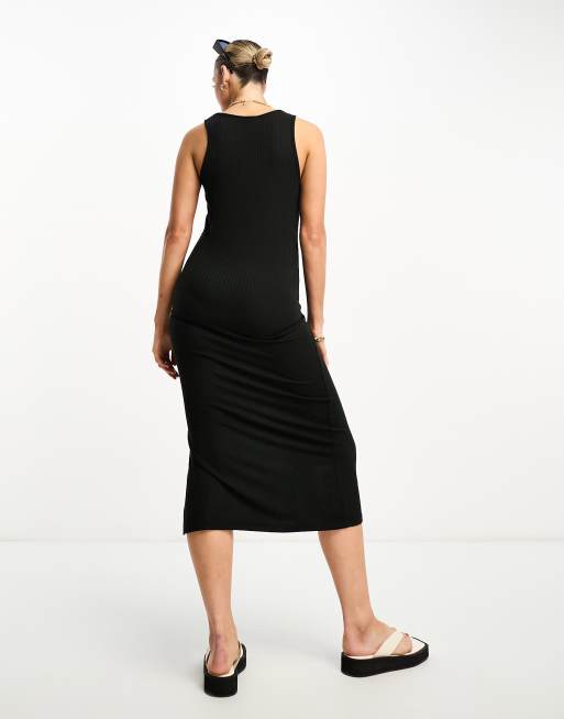 Mamalicious Maternity jersey midi dress in black