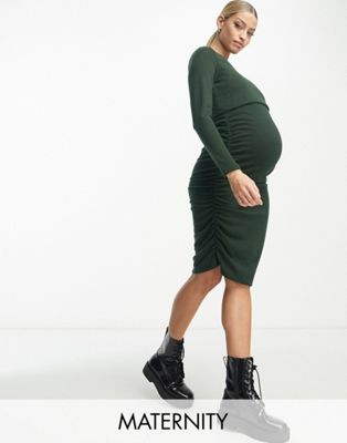Mama.licious Mama. Licious Maternity Jersey Midi Dress In Green