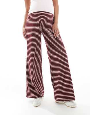 Mama.licious Mamalicious Maternity Jersey Ribbed Wide Leg Pants In Red