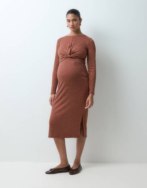 Mamalicious Maternity jersey set in burnt henna melange - view 1