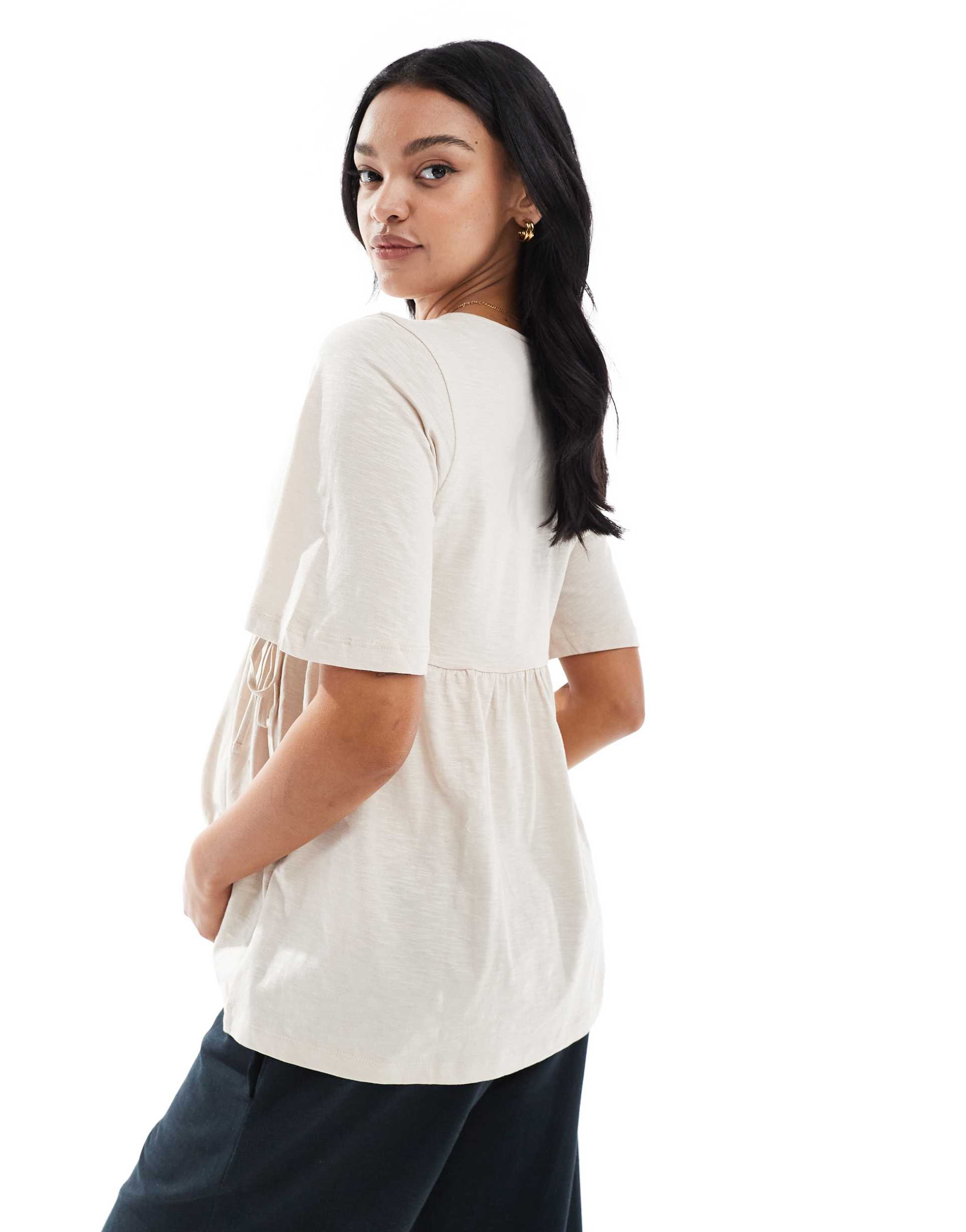 mamalicious maternity jersey wrap top in cream