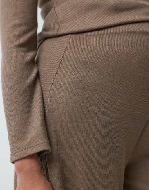 Mamalicious Maternity jerseybukser med brede ben i lysebrun, del af sæt, 4 af 5