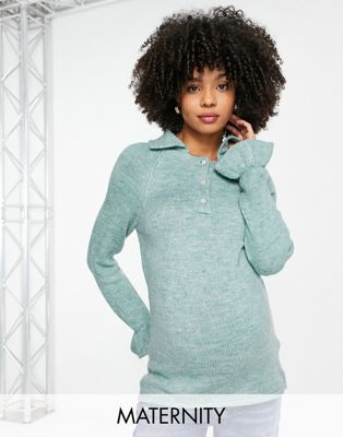 Mamalicious Maternity knit long sleeve top in green
