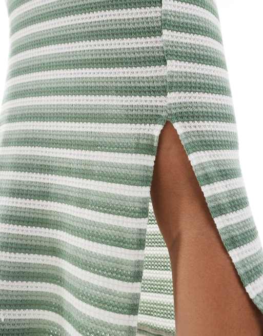 Mamalicious Maternity knit midi dress in green stripe, 4 of 4